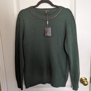 NWT Wool Blend Massimo Dutti Jeweled Collar Green Sweater